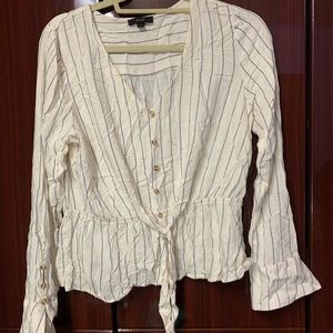 White Striped Peplum Blouse